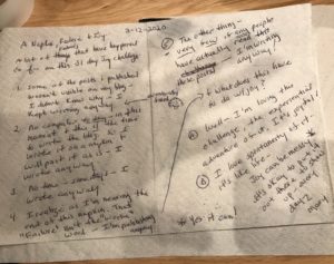 Blog post written on a napkin